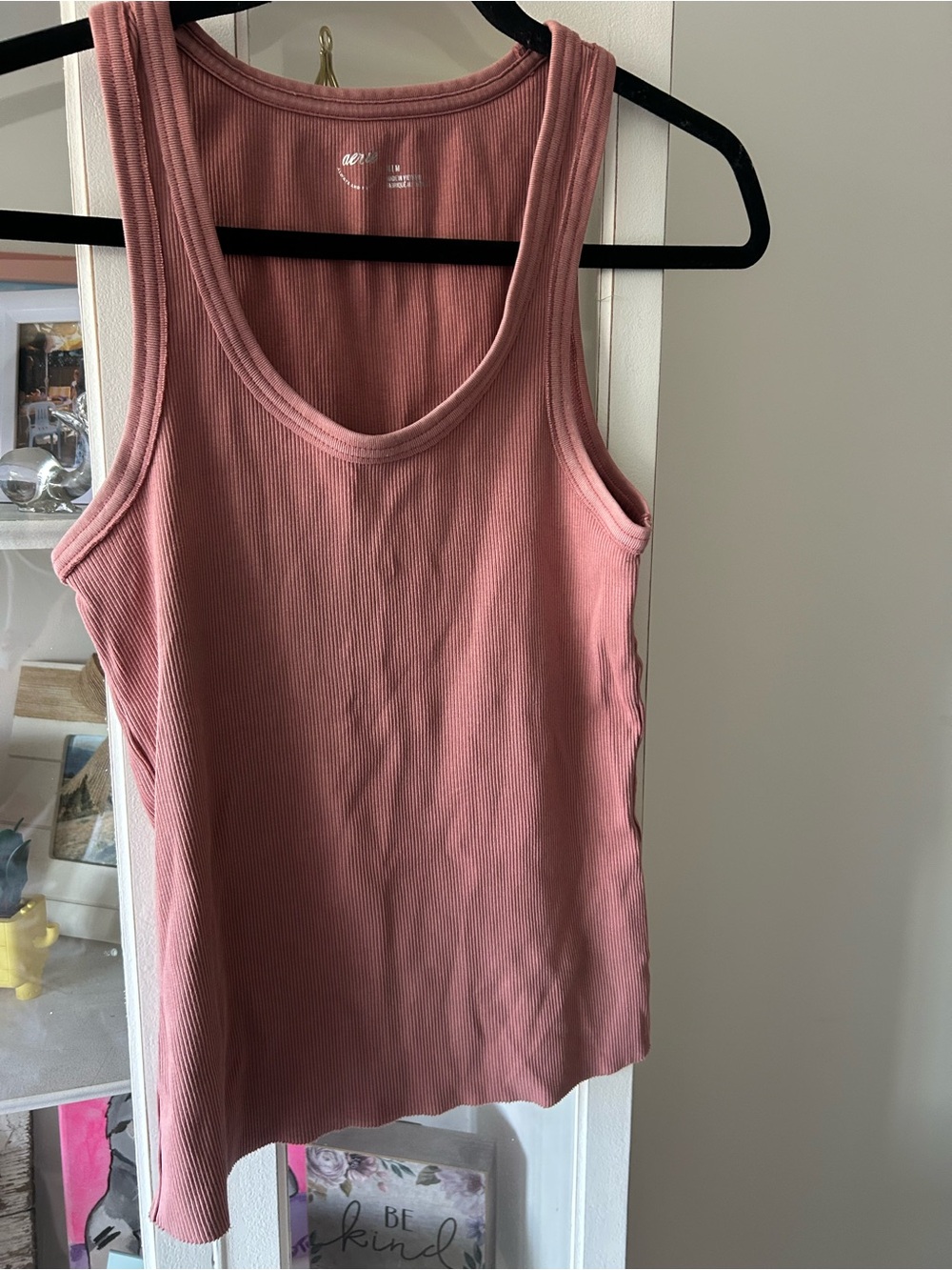 Aerie Ribbed Scoop Neck Tank Top - Dusty Rose